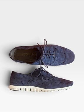 Blue Suede Shoes- Cole Haan Navy Suede Wingtip Oxford
